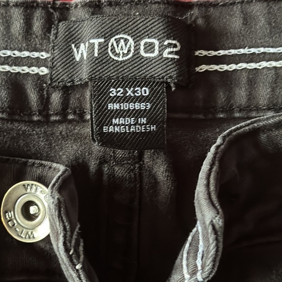 WT 02 black biker ribbed jeans ribbed size 33x30 - Picture 7 of 7
